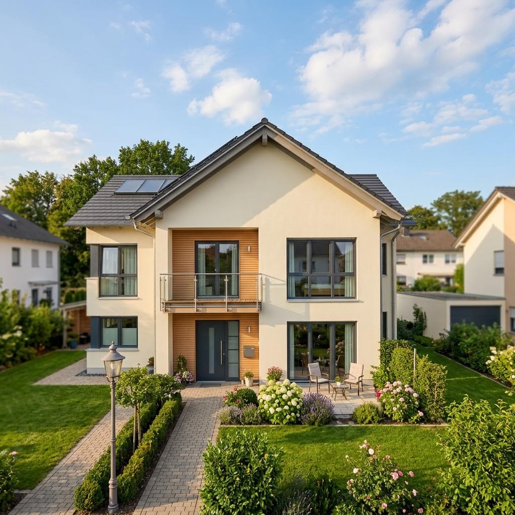 Reihenhaus Reihenmittelhaus Fokus R122 des Herstellers Schwabenhaus mit Satteldach und 122 m² Wohnfläche