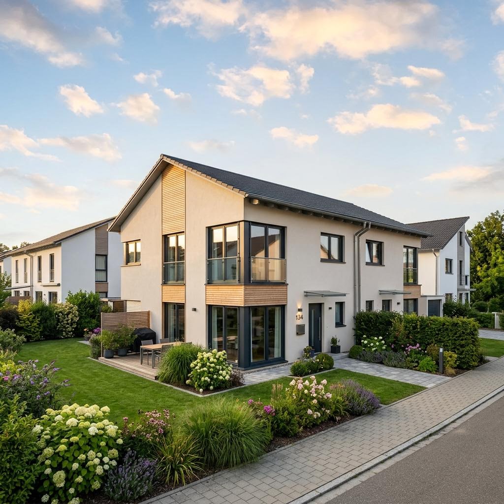 Reihenhaus Reihenmittelhaus Solitaire R134 des Herstellers Schwabenhaus mit Pultdach und 134 m² Wohnfläche