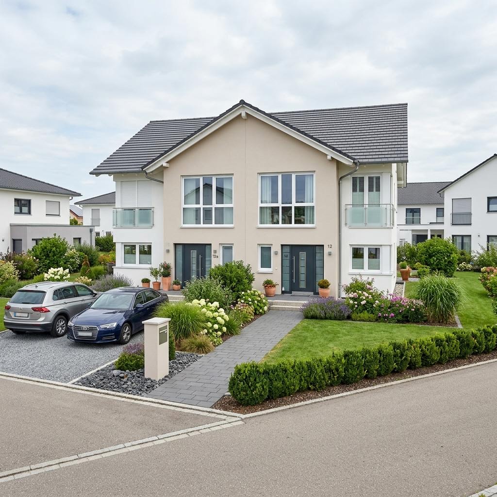 Doppelhaus E 15-146 Doppelhaus des Herstellers SchwörerHaus — in Holztafelbauweise, rund 146 m²