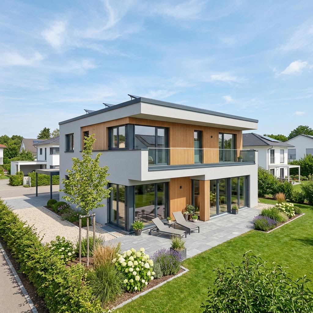 Einfamilienhaus Flair Flach 136 des Herstellers SchwörerHaus mit Flachdach — 136 m²