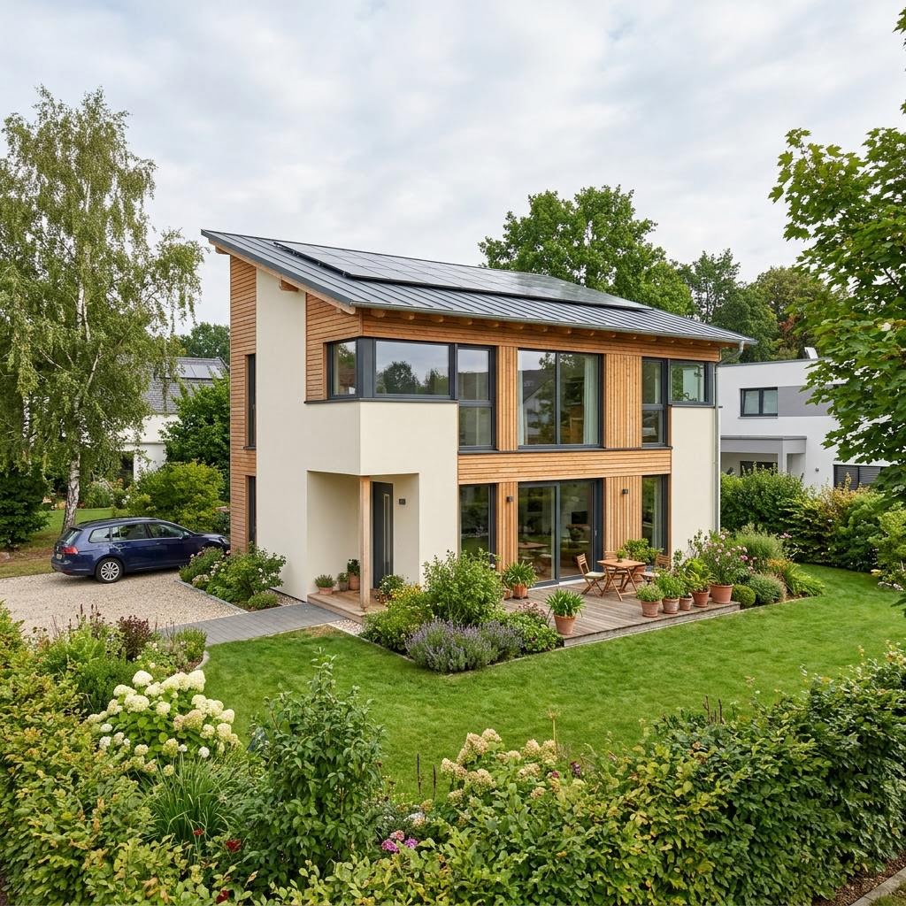 Pultdachhaus PultSmart 132 des Herstellers SchwörerHaus mit Frischluftheizung und Solardach
