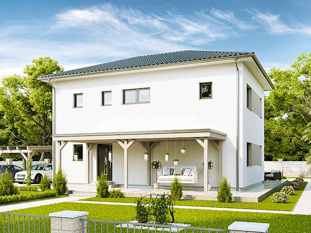 Stadtvilla Family Life des Herstellers Vario-Haus mit Zeltdach — Fertighausmodell mit rund zwei Vollgeschossen und 152 m²