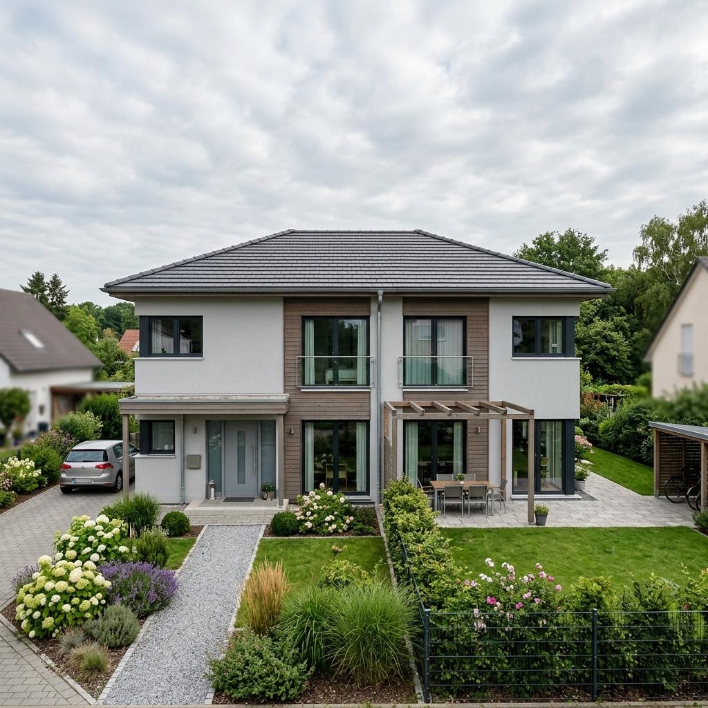 Doppelhaushälfte Duo Line 126 des Herstellers STREIF Haus — Walmdach, 126 m² für schlanke Grundstücke