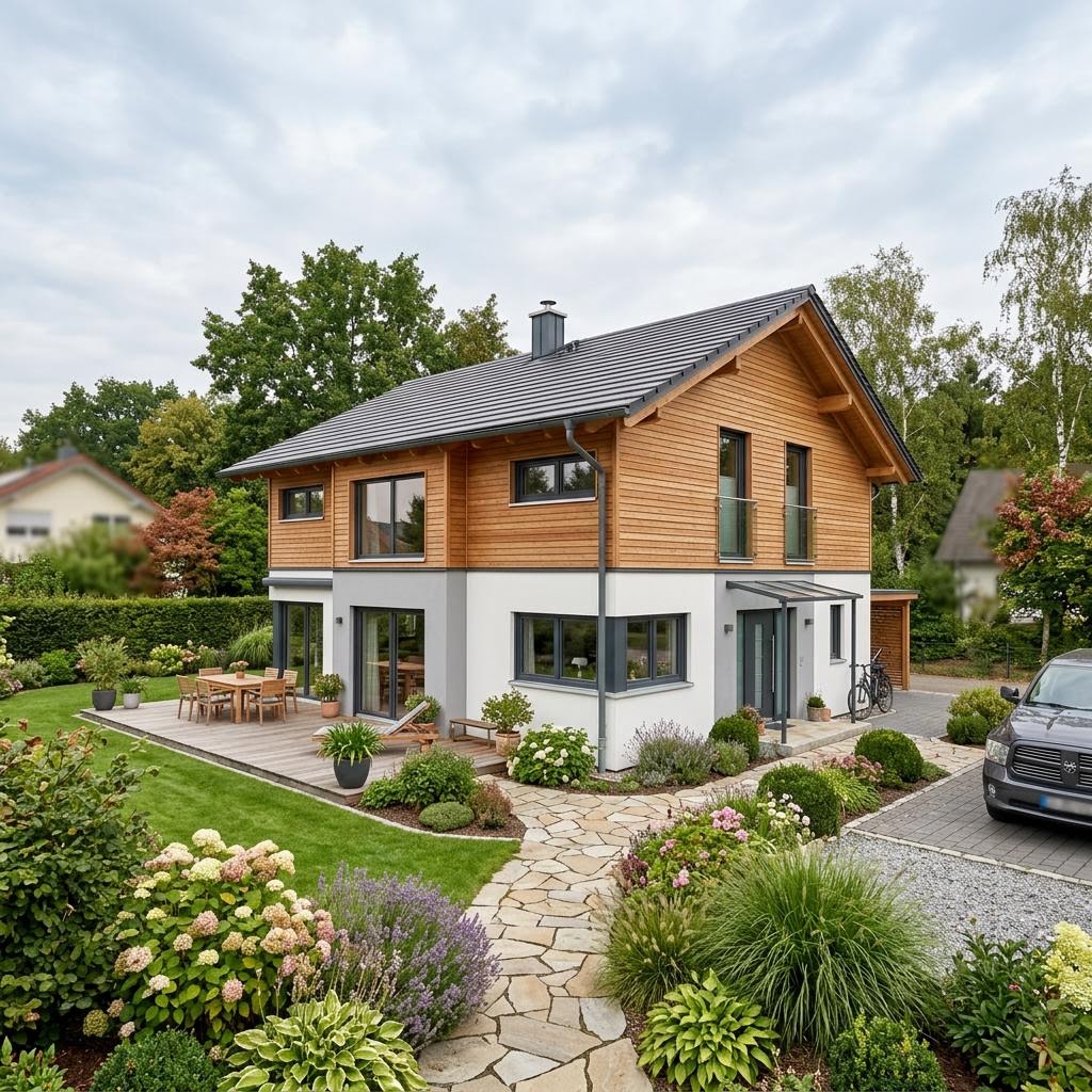 Landhaus Lindenhof 138 des Herstellers STREIF Haus als Fertighaus mit steilem Satteldach