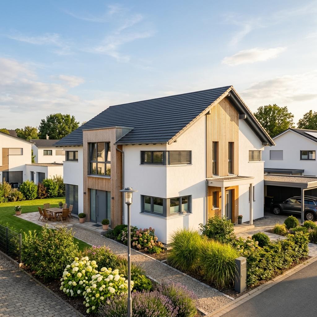 Zweifamilienhaus Clou 198 des Herstellers streif-haus in Holztafelbauweise mit Satteldach