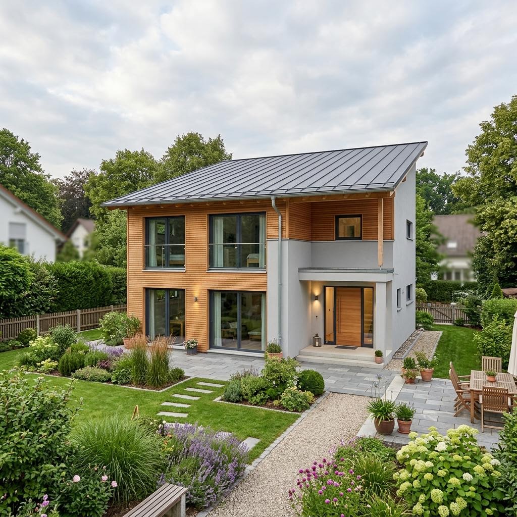 Bausatzhaus Selbstbau Energie 155 Pult des Herstellers Suckfüll Energiesparhaus mit Pultdach — Holzhaus mit 155 m²