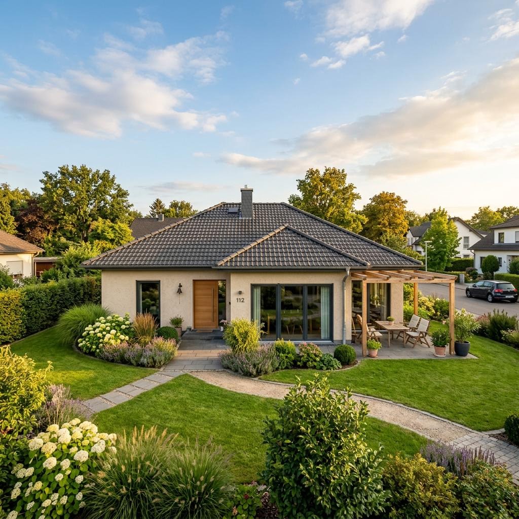 Massiver Bungalow Lichtblick 112 des Herstellers Town & Country mit Walmdach