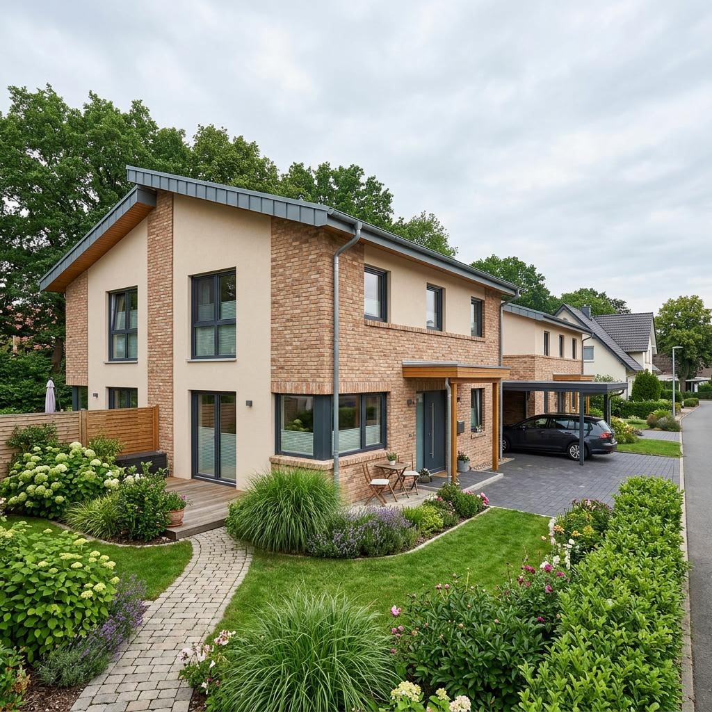 Doppelhaushälfte Doppelhaus Görlitz des Herstellers Town & Country Haus Deutschland — Pultdach, 92 m² für schlanke Grundstücke