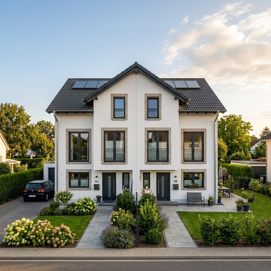 Massives Doppelhaus Mainz 116 des Herstellers Town & Country mit Satteldach