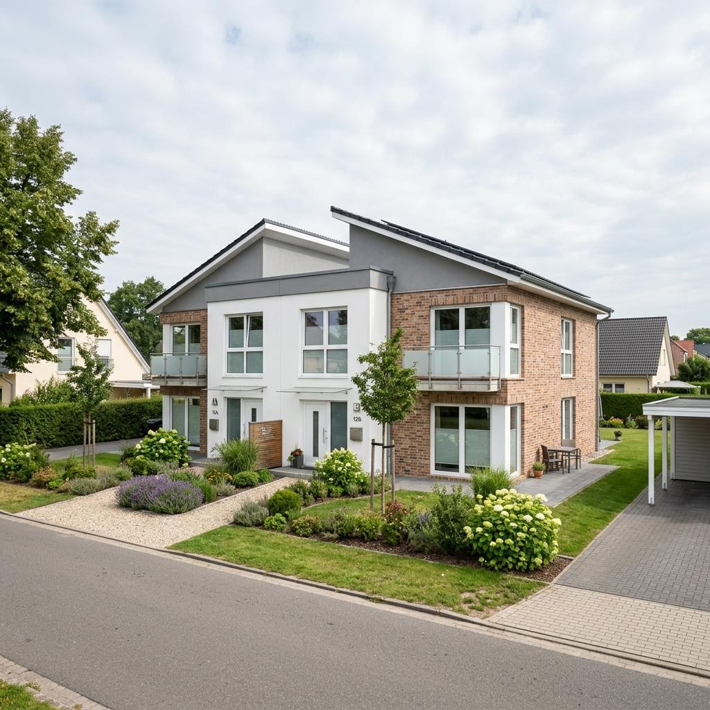 Doppelhaushälfte Doppelhaus Rostock des Herstellers Town & Country Haus Deutschland — Pultdach, 98 m² für schlanke Grundstücke