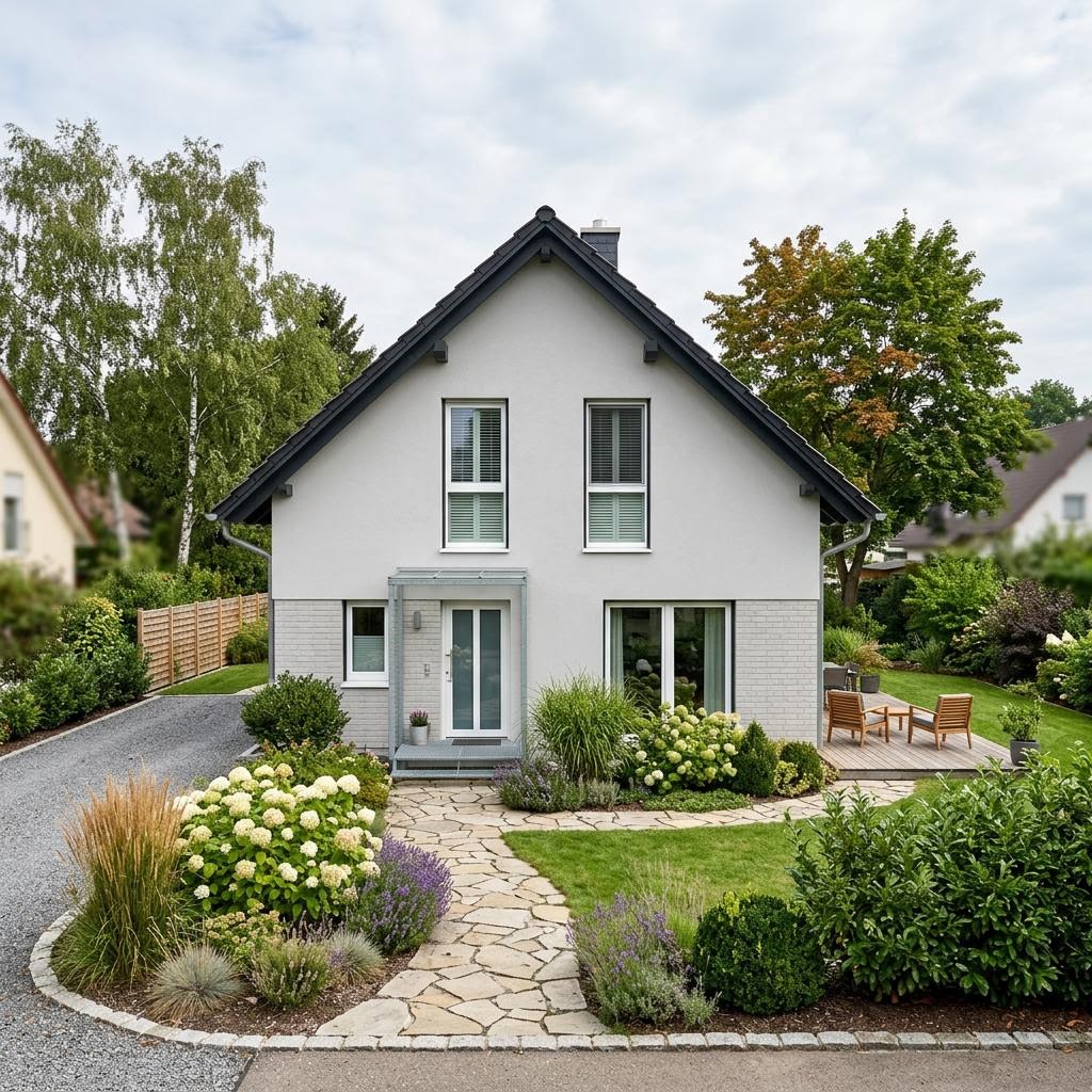 Singlehaus Kompaktus 76 des Herstellers Town & Country mit Satteldach — schmales Massiv-Singlehaus mit 76 m²