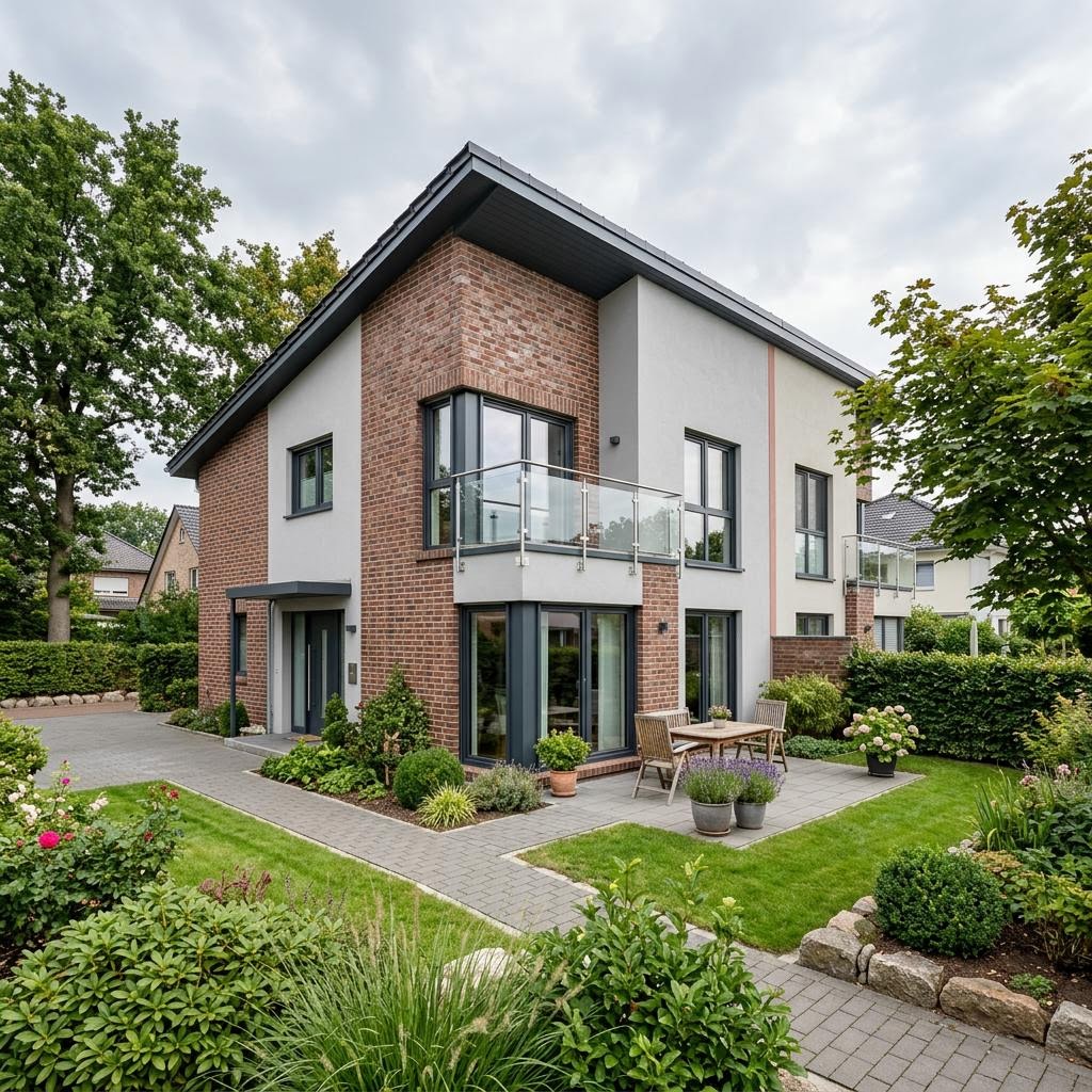 Doppelhaushälfte Maxime Duo 100 des Herstellers Viebrockhaus — Pultdach, 100 m² für schlanke Grundstücke