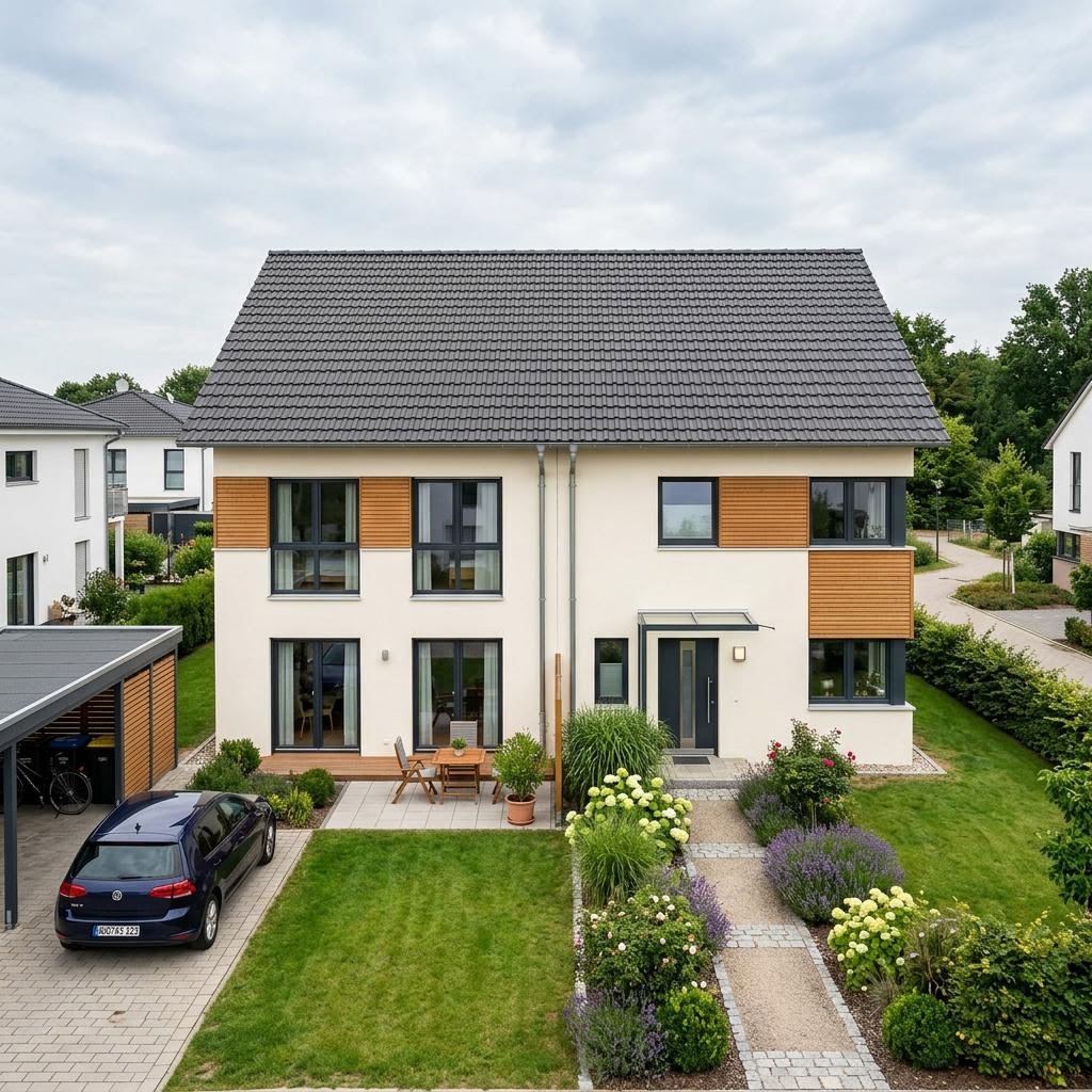Doppelhaushälfte Maxime Duo 128 des Herstellers Viebrockhaus — Satteldach, 128 m² für schlanke Grundstücke