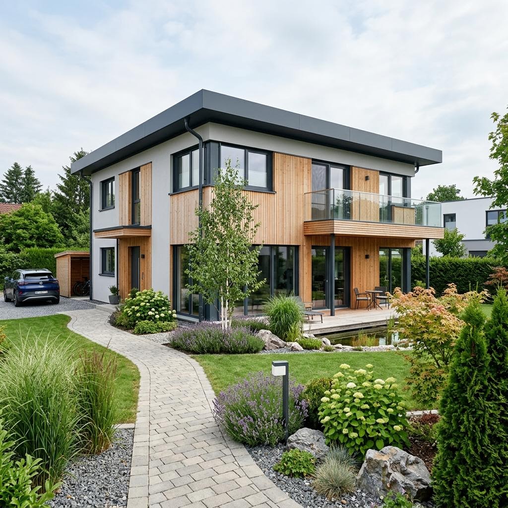 Flachdachhaus Flatline 126 des Herstellers Wagener Systemhausbau mit Flachdach — platzsparendes Fertighaus mit 126 m²
