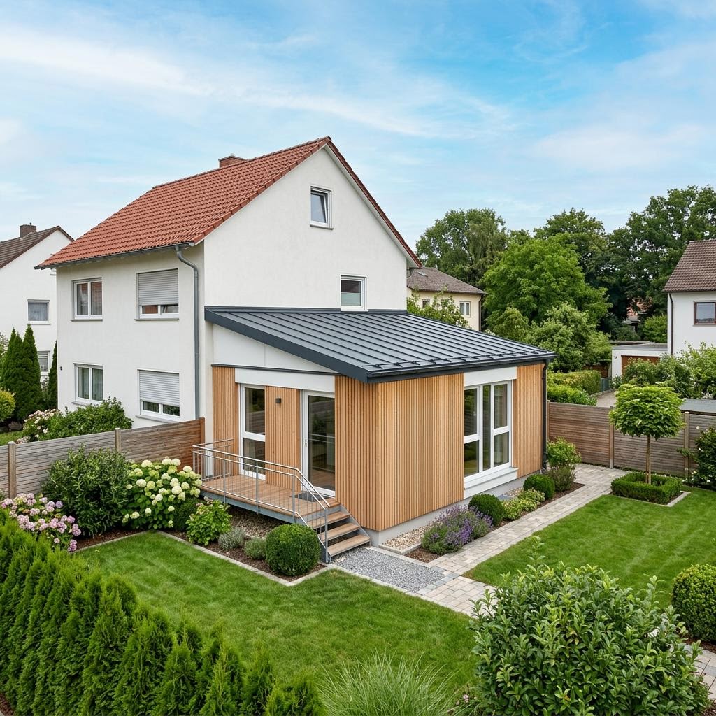 Aufstockungs-Modul Aufstockung Modul 60 des Herstellers WeberHaus mit Pultdach — Fertighaus-Wohnmodul mit 60 m²
