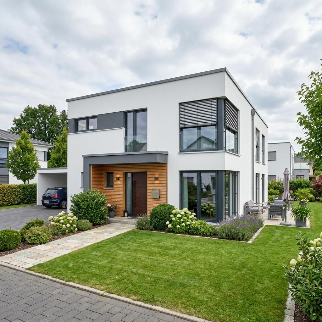 Flachdachhaus Cubus 165 des Herstellers WeberHaus — in Holztafelbauweise, rund 165 m²