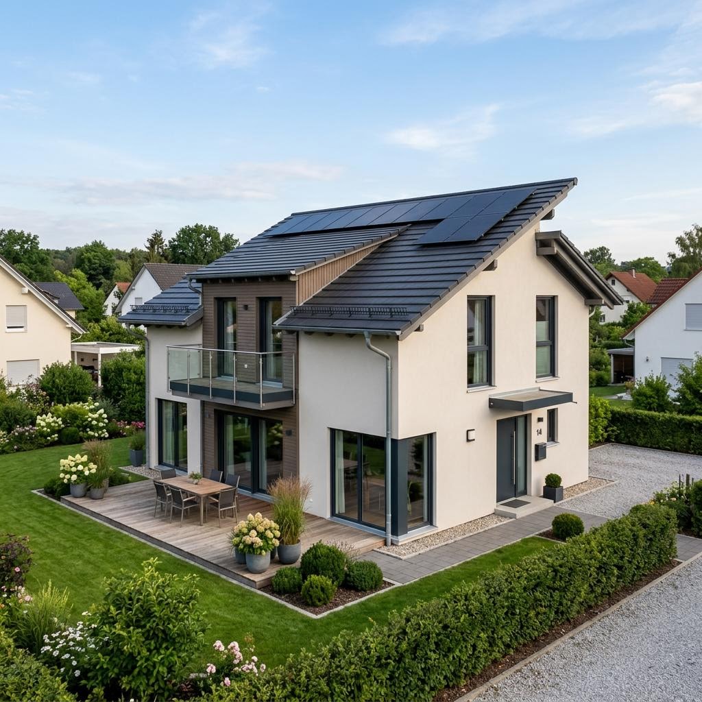 Einfamilienhaus Generation VP 136 des Herstellers WeberHaus mit Versetztes Pultdach — 136 m²