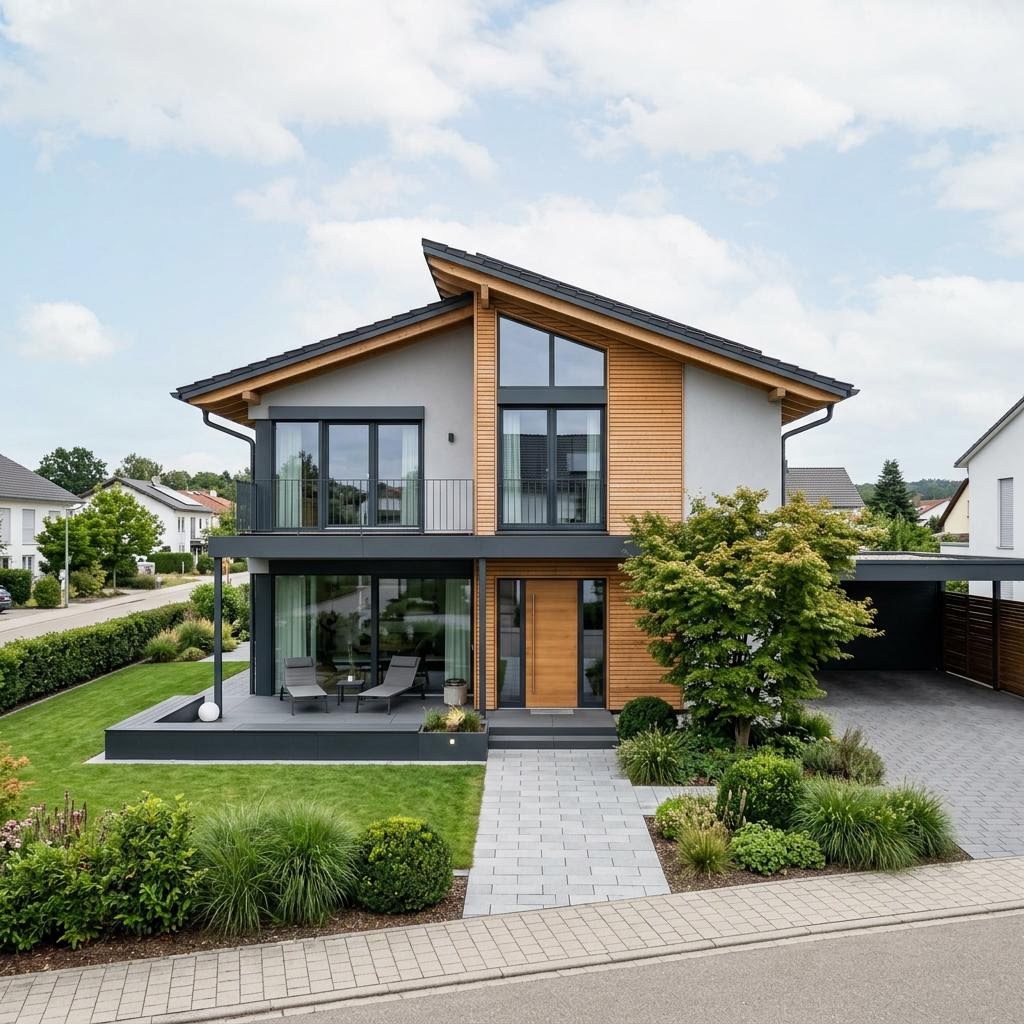 Luxusvilla & Designerhaus Mono des Herstellers WeberHaus — in Holztafelbauweise, rund 188 m²
