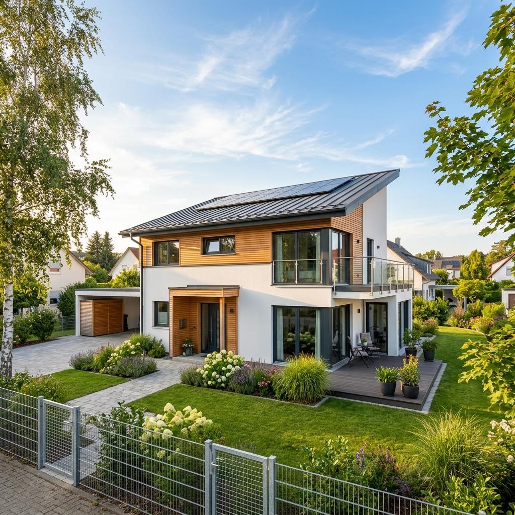 Modernes Pultdachhaus CityLine 152 des Herstellers WeberHaus mit Pultdach