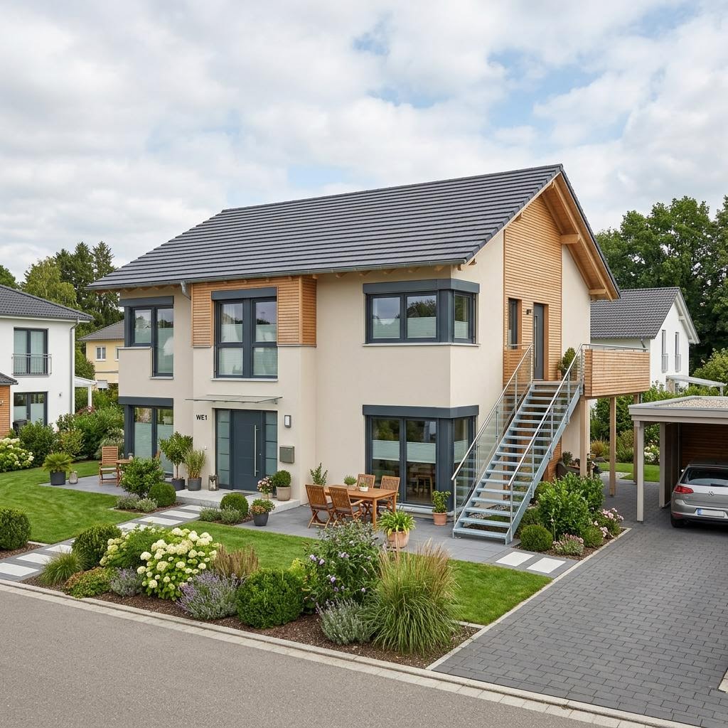 Zweifamilienhaus Generation Zweifamilienhaus 185 des Herstellers WeberHaus — in Holztafelbauweise, rund 185 m²