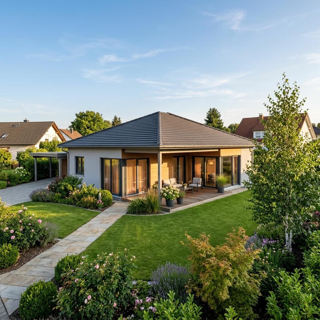 Bungalow Panorama 132 des Herstellers WOLF-HAUS mit Walmdach